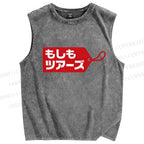 Unisex Label Printed Washed Tank Top