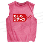 Unisex Label Printed Washed Tank Top