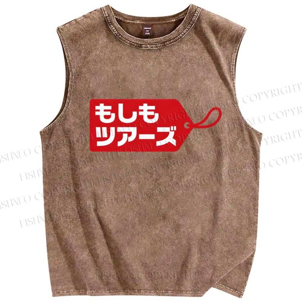 Unisex Label Printed Washed Tank Top