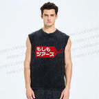 Unisex Label Printed Washed Tank Top