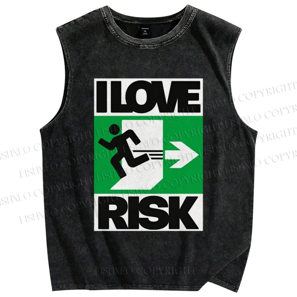 Unisex I Love Risk Printed Washed Tank Top