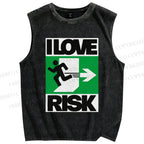 Unisex I Love Risk Printed Washed Tank Top