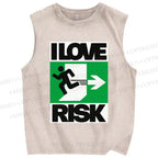 Unisex I Love Risk Printed Washed Tank Top