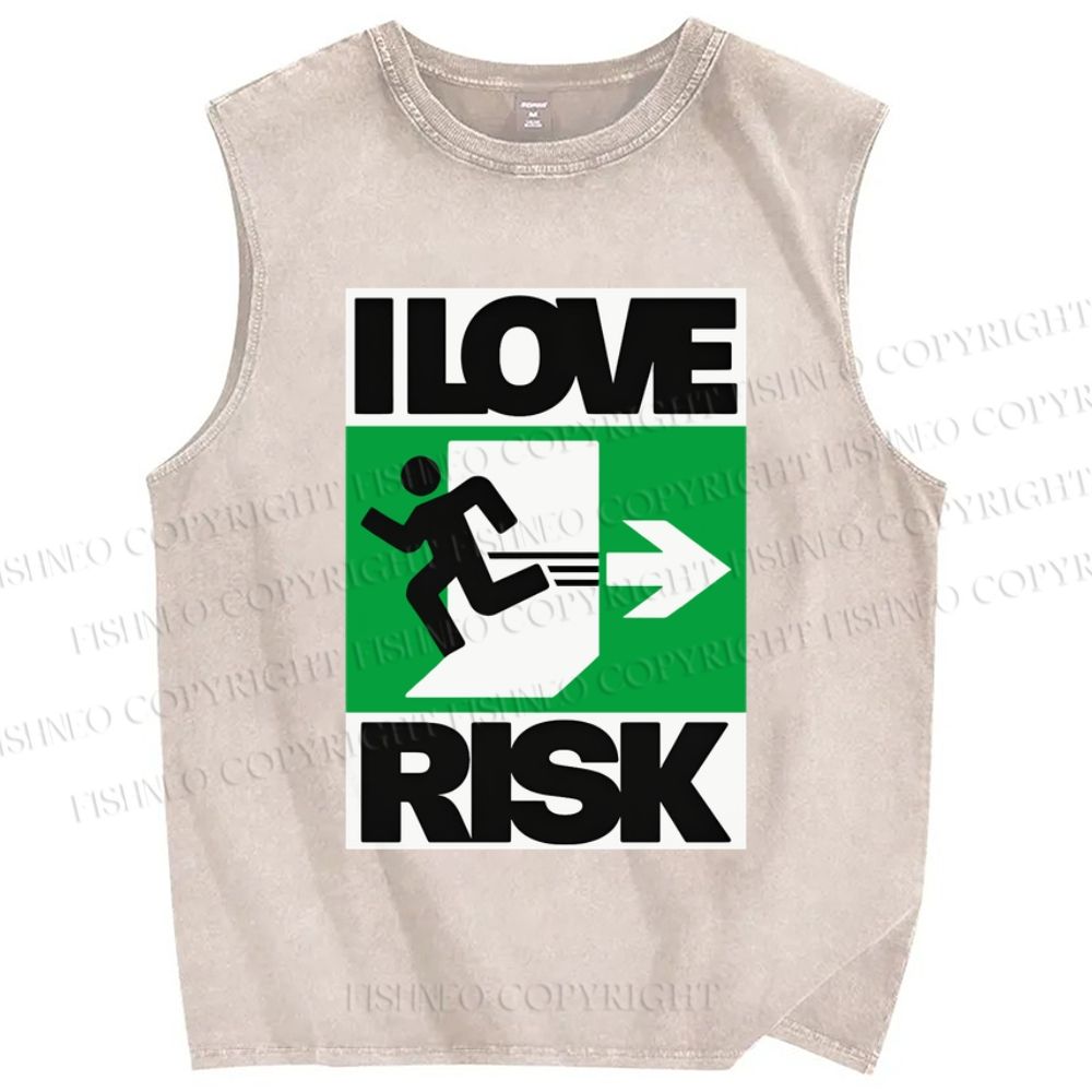 Unisex I Love Risk Printed Washed Tank Top