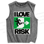 Unisex I Love Risk Printed Washed Tank Top