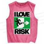 Unisex I Love Risk Printed Washed Tank Top