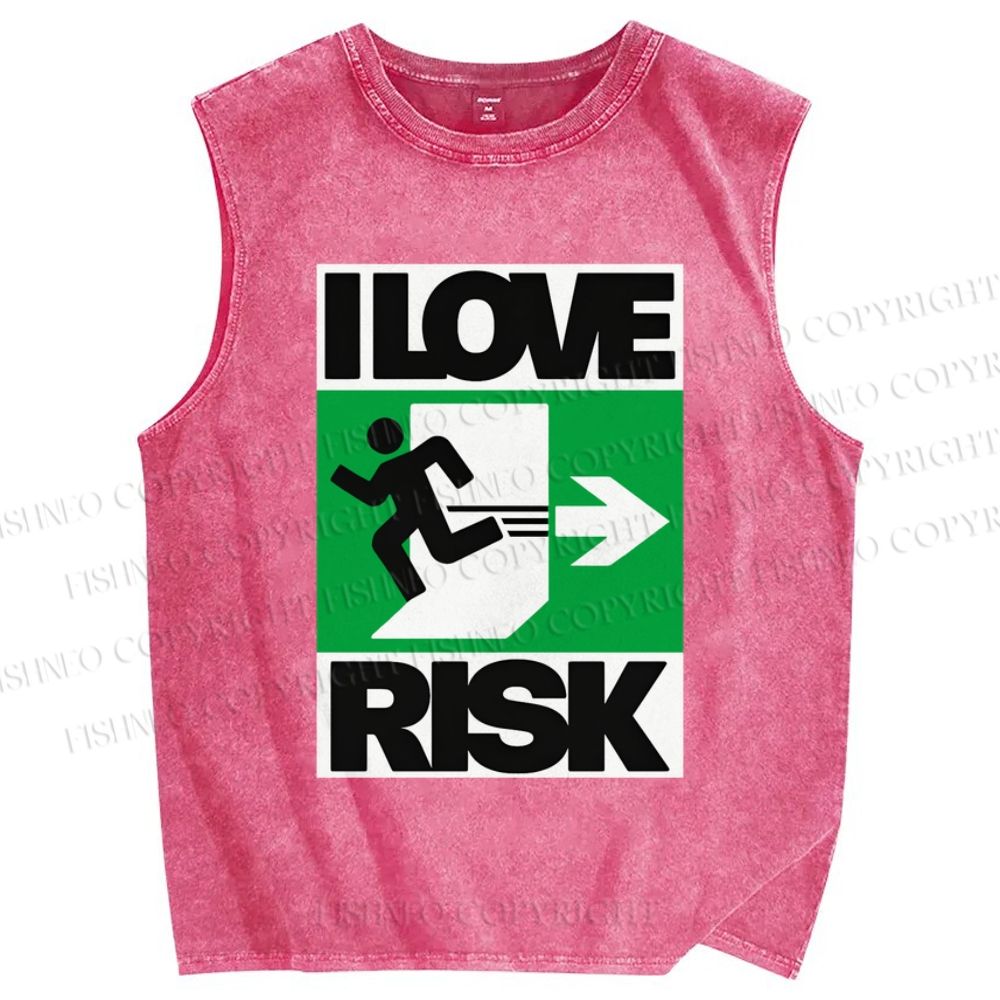 Unisex I Love Risk Printed Washed Tank Top