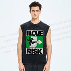 Unisex I Love Risk Printed Washed Tank Top