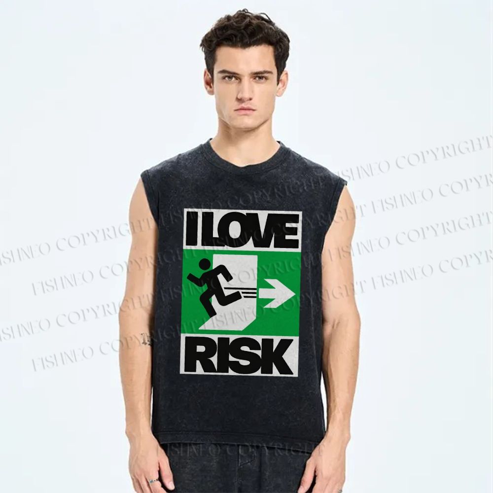 Unisex I Love Risk Printed Washed Tank Top