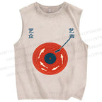 Unisex Fish Record Player Printed Washed Tank Top