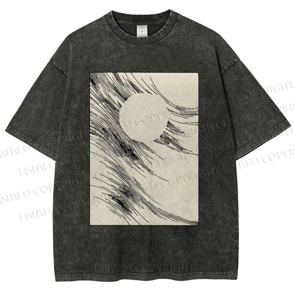 Unisex Geometric Lines Printed Washed Tee