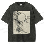 Unisex Geometric Lines Printed Washed Tee