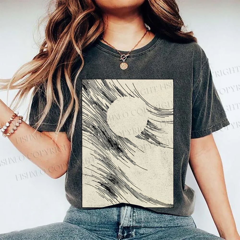 Unisex Geometric Lines Printed Washed Tee