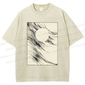 Unisex Geometric Lines Printed Washed Tee