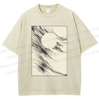 Unisex Geometric Lines Printed Washed Tee
