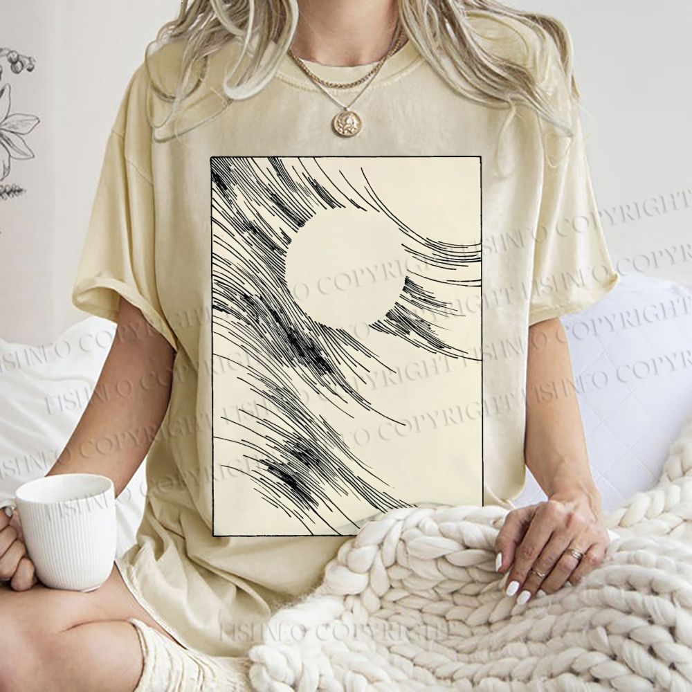 Unisex Geometric Lines Printed Washed Tee