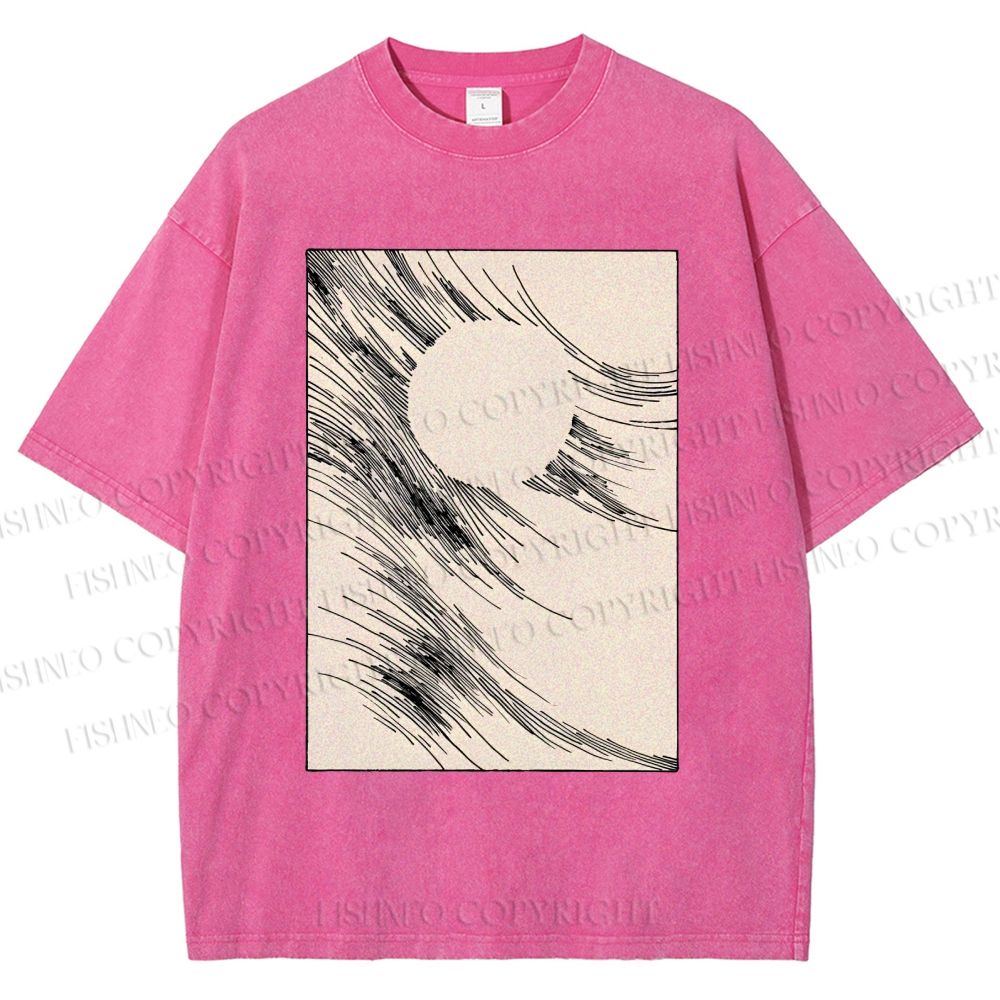 Unisex Geometric Lines Printed Washed Tee