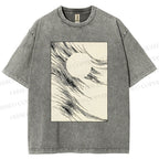 Unisex Geometric Lines Printed Washed Tee