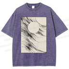 Unisex Geometric Lines Printed Washed Tee