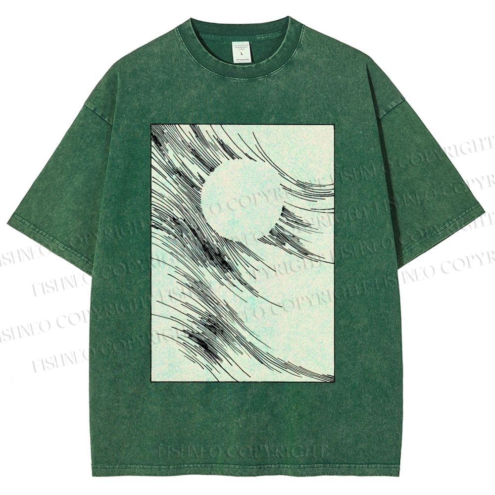 Unisex Geometric Lines Printed Washed Tee