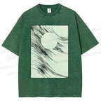 Unisex Geometric Lines Printed Washed Tee