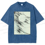Unisex Geometric Lines Printed Washed Tee