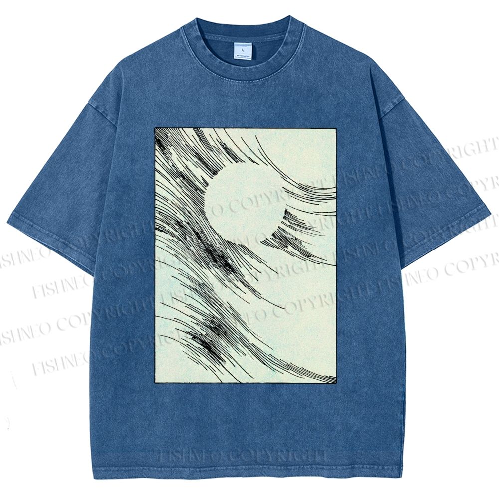 Unisex Geometric Lines Printed Washed Tee