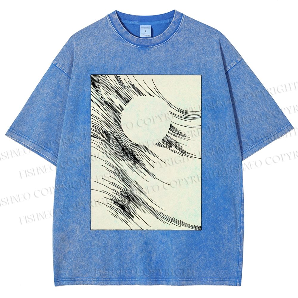 Unisex Geometric Lines Printed Washed Tee