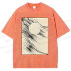 Unisex Geometric Lines Printed Washed Tee
