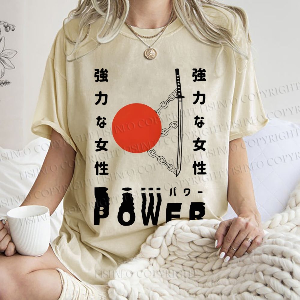 Unisex Power Printed Washed Tee