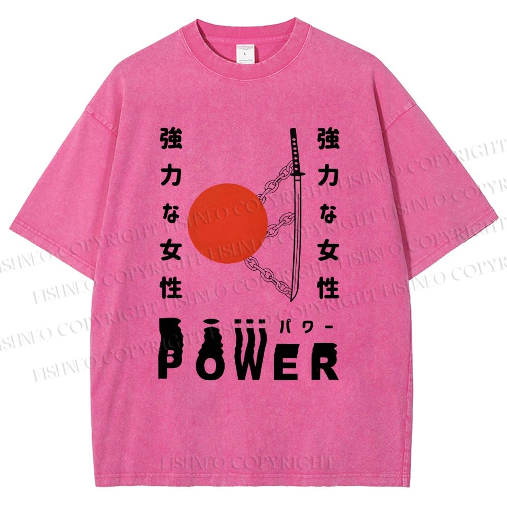 Unisex Power Printed Washed Tee