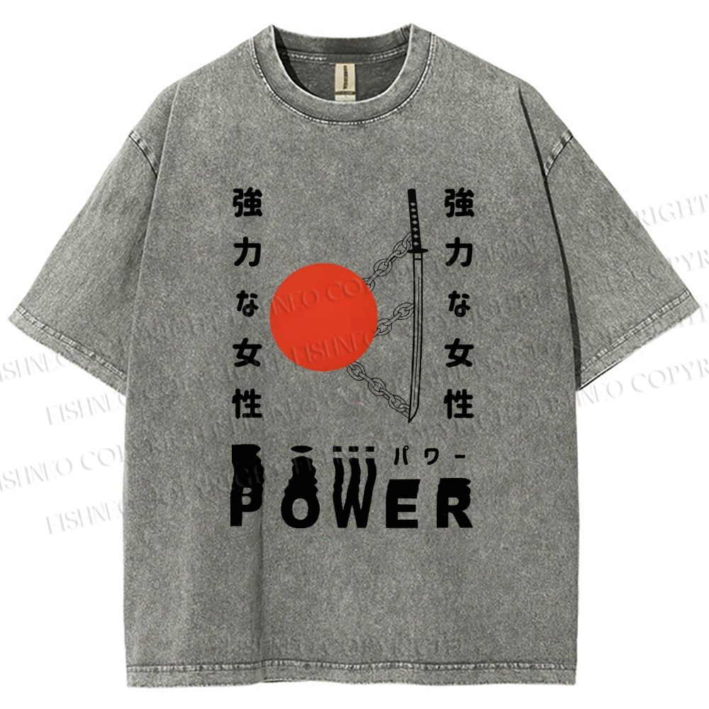 Unisex Power Printed Washed Tee