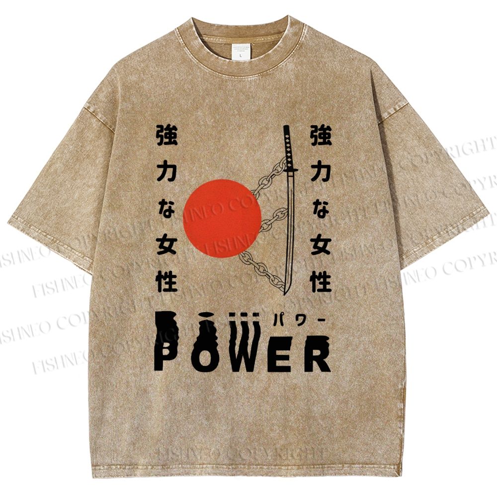 Unisex Power Printed Washed Tee