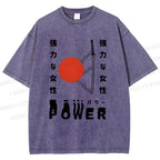 Unisex Power Printed Washed Tee