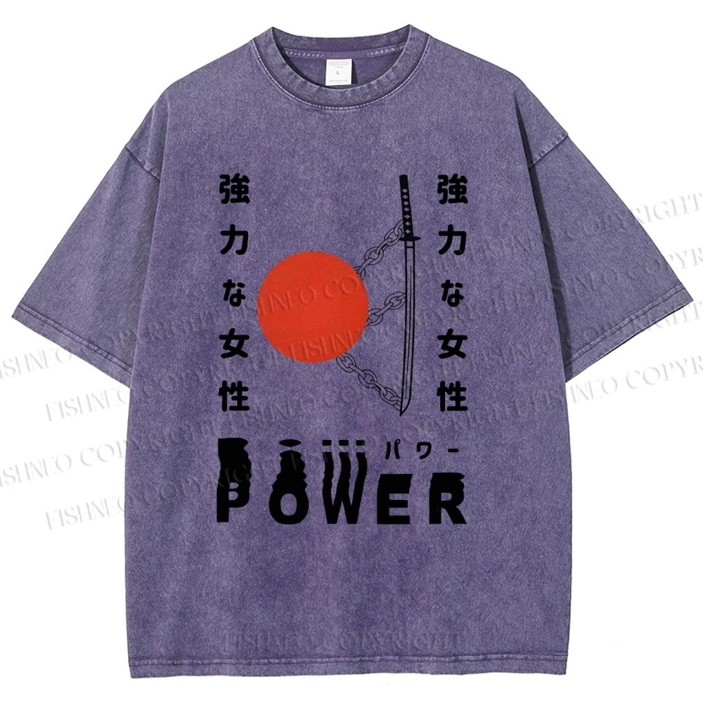 Unisex Power Printed Washed Tee