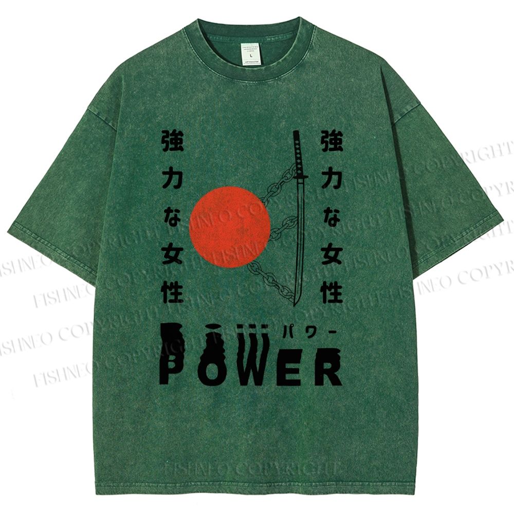 Unisex Power Printed Washed Tee