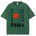 Unisex Power Printed Washed Tee