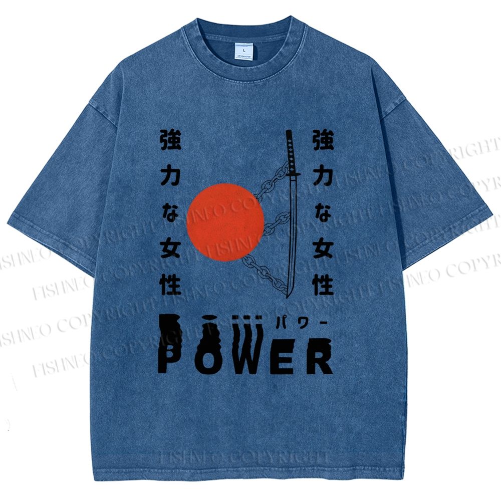 Unisex Power Printed Washed Tee