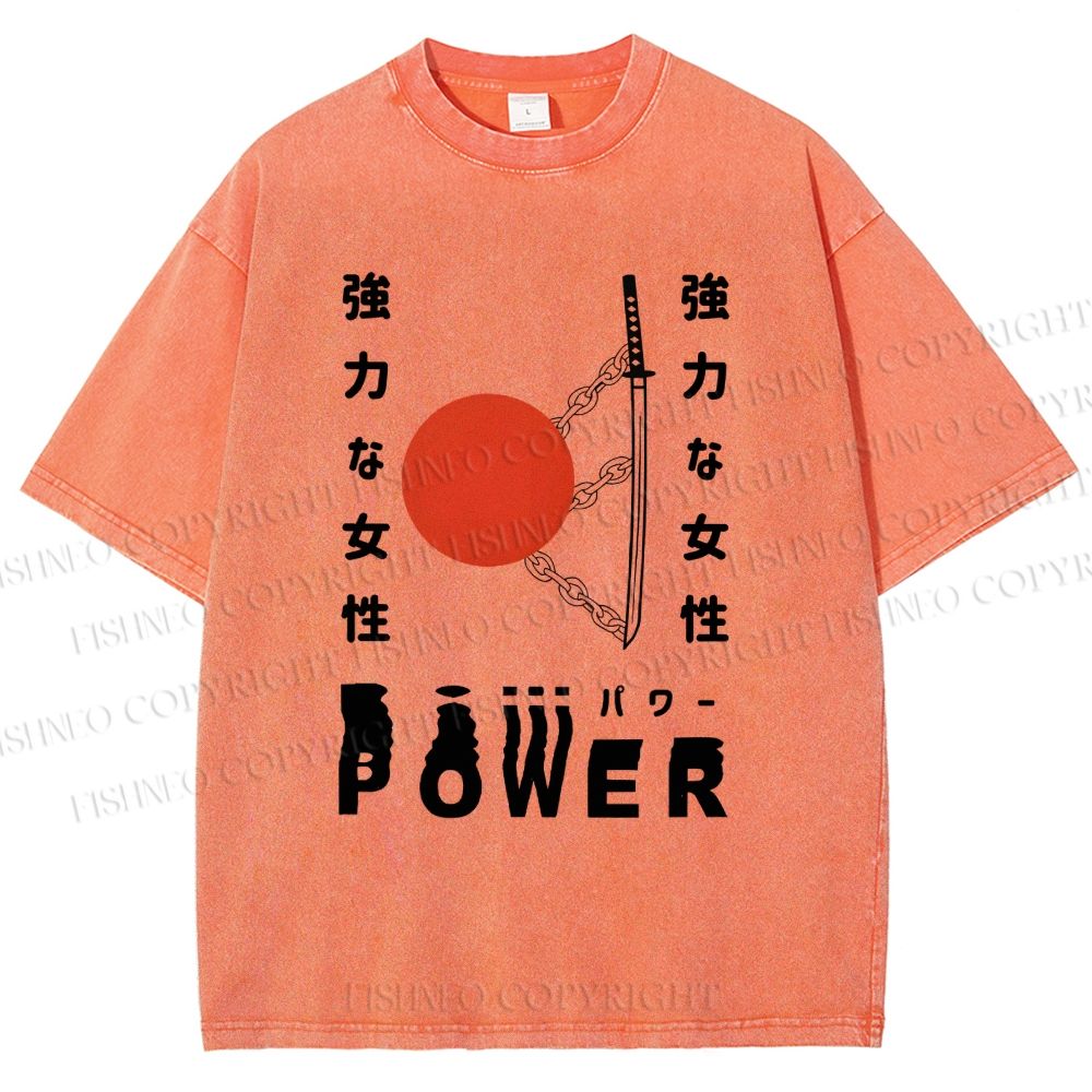 Unisex Power Printed Washed Tee