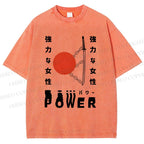 Unisex Power Printed Washed Tee