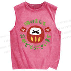 Unisex Daruma Printed Washed Tank Top