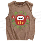 Unisex Daruma Printed Washed Tank Top