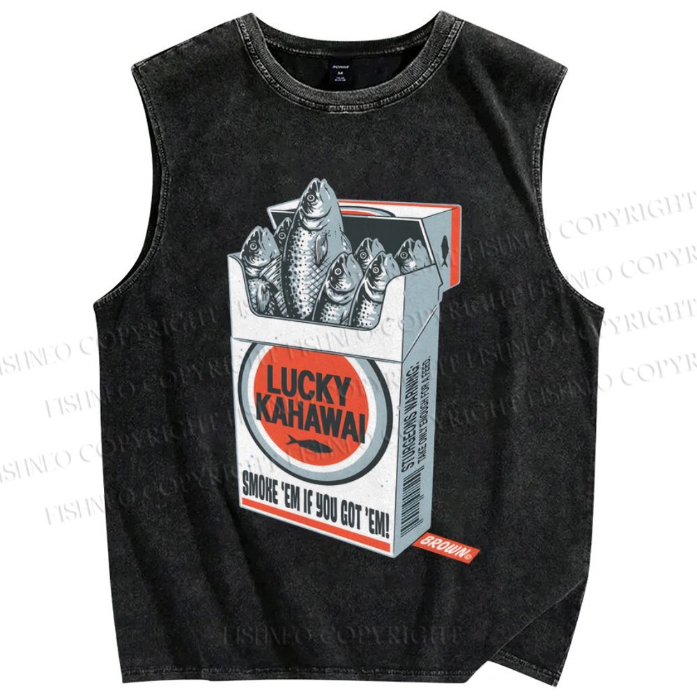 Unisex Lucky Kahawai Printed Washed Tank Top
