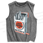 Unisex Lucky Kahawai Printed Washed Tank Top