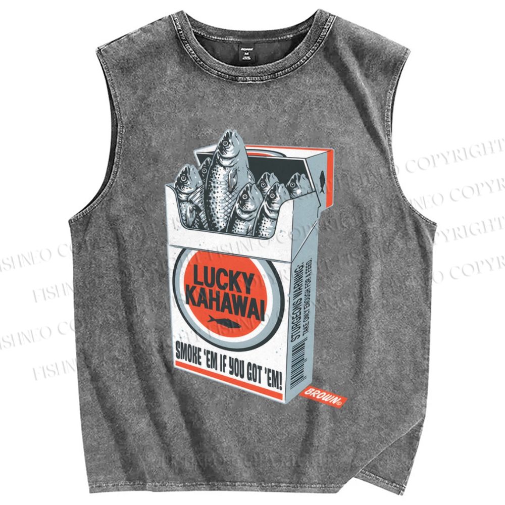 Unisex Lucky Kahawai Printed Washed Tank Top