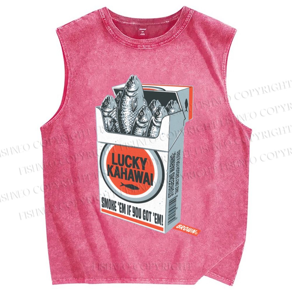 Unisex Lucky Kahawai Printed Washed Tank Top