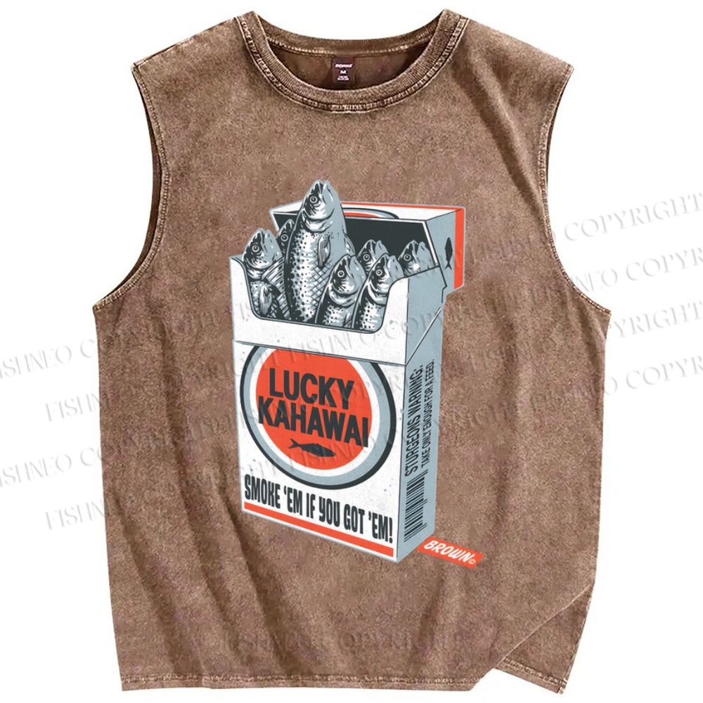 Unisex Lucky Kahawai Printed Washed Tank Top