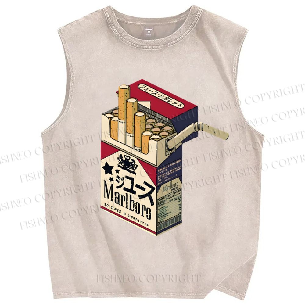 Unisex Marlboro Printed Washed Tank Top
