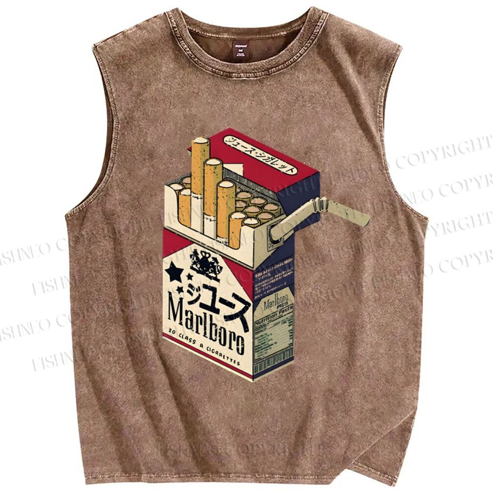 Unisex Marlboro Printed Washed Tank Top