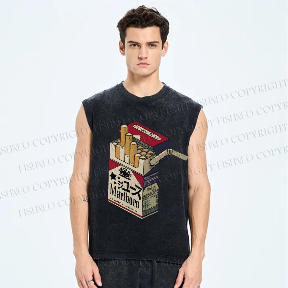 Unisex Marlboro Printed Washed Tank Top